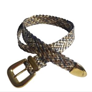 Vintage tri-Color Woven Braided Belt w/GoldMetal‎ Buckle 36" Long , Coquette Y2K